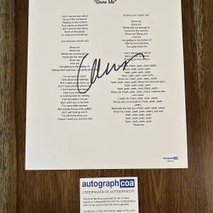 Owenn Pop Singer Signed Autographed ‘Show Me’ Lyric Sheet ACOA