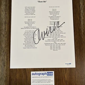 Owenn Pop Singer Signed Autographed ‘Show Me’ Lyric Sheet ACOA