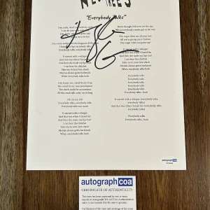 Tyler Glenn ‘Neon Trees’ Signed Autograph ‘Everybody Talks’ Lyric Sheet ACOA
