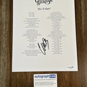 Chayce Beckham Country Singer Signed Autograph ‘Doin’ It Right’ Lyric Sheet ACOA
