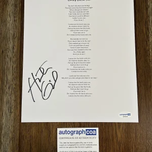‘HunterGirl’ Country Singer Signed Autograph ‘Lonely Outta You’ Lyric Sheet ACOA
