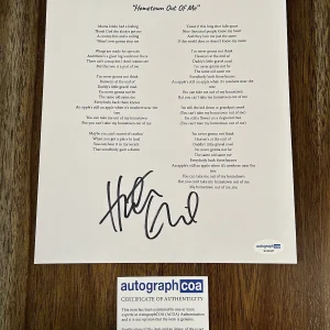 ‘HunterGirl’ Country Signed Autograph ‘Hometown Out Of Me’ Lyrics Sheet ACOA
