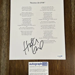 ‘HunterGirl’ Country Signed Autograph ‘Hometown Out Of Me’ Lyrics Sheet ACOA
