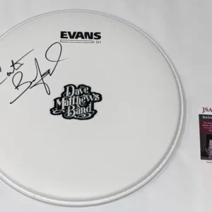 CARTER BEAUFORD SIGNED 14 INCH DRUMHEAD DAVE MATTHEWS BAND JSA COA

