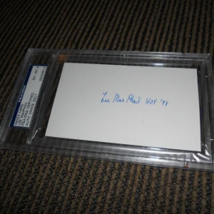 Lee MacPhail Baseball Signed Autographed Index Card PSA Certified Graded #2
