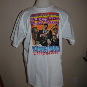 Medgar Evers BB KIng Homecoming Celebration 03 Men 2XL White T Shirt 40th Annual
