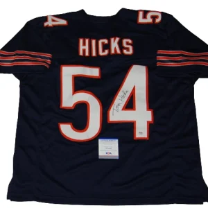 TOM HICKS signed (CHICAGO BEARS) Custom Navy football XL jersey PSA/DNA AN10408
