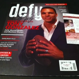 Tony Gonzalez 2011 Defy Magazine Signed Auto JSA COA
