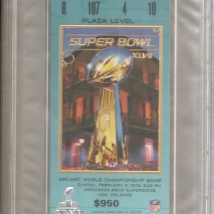 2013 NFL Super Bowl XLVII Joe Flacco Ravens 49ers Full Unused Ticket PSA 9 MINT
