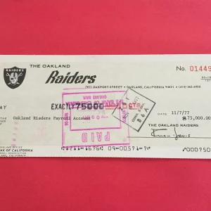 Al Davis Raiders HOF Check Signed Auto JSA Certified Letter LOA
