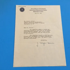 J. Edgar Hoover Historic Signed Auto FBI Letter PSA/DNA COA
