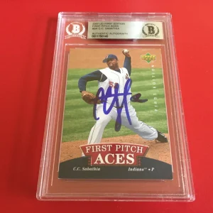 C.C. Sabathia Indians 2007 UD First Edition Card Signed Auto Beckett BAS
