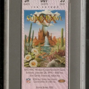 Super Bowl XXX 1996 Cowboys Steelers Purple Var. Full Ticket PSA 9 MINT
