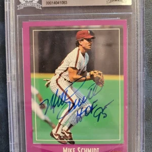 1988 SCORE MIKE SCHMIDT PHILLIES HOF 95 SIGNED AUTOGRAPHED CARD BECKETT AUTH
