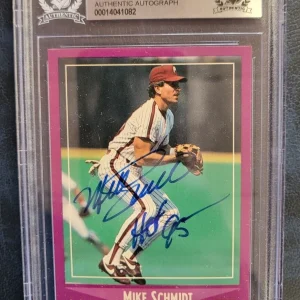 1988 SCORE MIKE SCHMIDT PHILLIES HOF 95 SIGNED AUTOGRAPHED CARD BECKETT AUTH *
