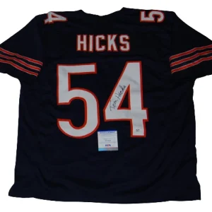 TOM HICKS signed (CHICAGO BEARS) Custom Navy football XL jersey PSA/DNA AN10411
