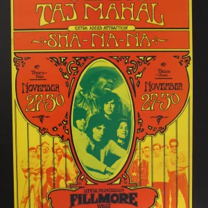 The Kinks Taj Mahal 1969 Fillmore West Concert Poster, Artist signed Bill Graham