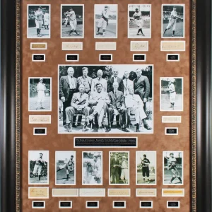 1st MLB HOF Class (13) Ruth, Gehrig, Johnson, Cobb +9 Signed Framed Display BAS
