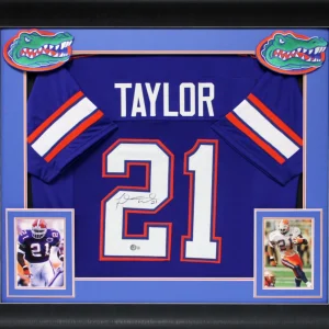 Florida Fred Taylor Authentic Signed Blue Pro Style Framed Jersey BAS Witnessed
