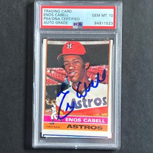 1976 Topps Baseball #404 Enos Cabell Signed Card PSA Slabbed Auto 10 Astros
