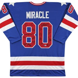 1980 USA Hockey 19 Autos Craig, Eruzione, Broten Signed Blue Jersey BAS Wit 1
