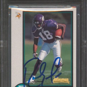Vikings Randy Moss Signed 1998 Bowman #182 Rookie Card Auto 10! BAS Slabbed