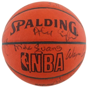 1984-85 Nuggets (14) English, Lever Signed Spalding Official NBA Basketball BAS

