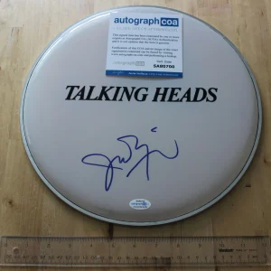 Talking Heads, Jerry Harrison SIGNED 12" Drum Head (c) ACOA