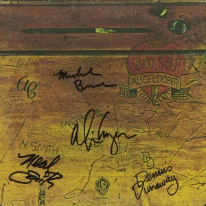 Alice Cooper Band signed School's Out Vinyl Record, Alice,Bruce Neil Dennis ACOA