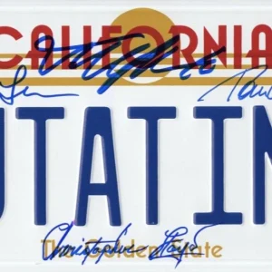 Back to the Future Cast Signed Outatime License Plate Autograph Beckett Witness
