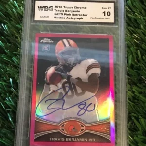 TRAVIS BENJAMIN 2012 TOPPS CHROME PINK AUTO RC /75 WBG 10 GEM MINT ON CARD AUTO
