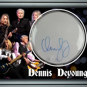 Styx Dennis DeYoung Autographed Custom Framed Drum Head Drumhead Display ACOA