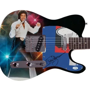 Tom Jones Autographed Signed Custom Photo Graphics Guitar ACOA ACOA
