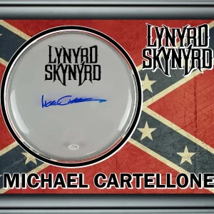 Lynyrd Skynyrd Michael Cartellone Signed Custom Framed Drum Head Display ACOA
