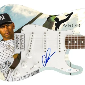 Alex Rodriguez NY Yankess Signed Photo Graphics Guitar ACOA Witness ITP

