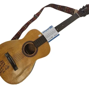 Les Paul Amazing Inscription Autographed Damaged Vintage Harmony Guitar ACOA