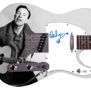 Pete Seeger w Sketch Autographed Custom 1/1 Graphics Photo Guitar ACOA