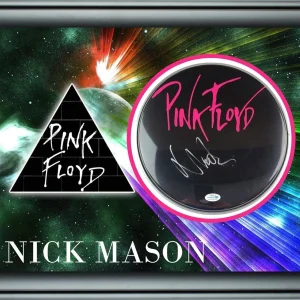Pink Floyd Nick Mason Autographed Custom Framed Drum Head Drumhead Display ACOA
