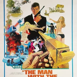 Roger Moore Autographed James Bond The Man With the Golden Gun Poster ACOA
