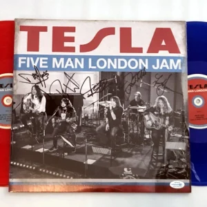Tesla Five Man London Jam Double Colored Autographed Vinyl Album Lp ACOA
