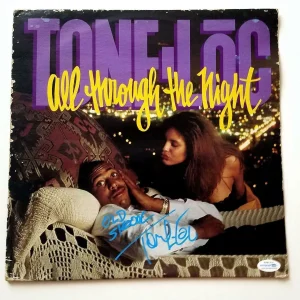 Tone-Loc Autographed All Through The Night Album Cover LP ACOA
