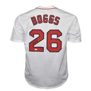 Wade Boggs Autographed Boston Red Sox White Jersey JSA Witness JSA
