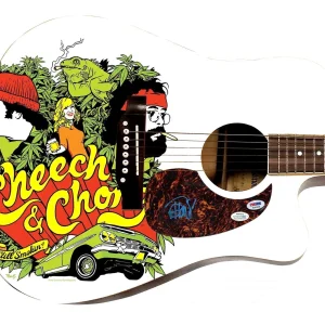 Cheech and Chong Tommy Autographed 1/1 Custom Graphics Photo Guitar ACOA PSA

