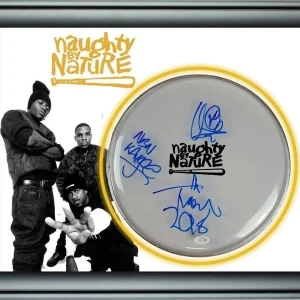 Naughty By Nature Autographed Custom Framed Drum Head Drumhead Display ACOA