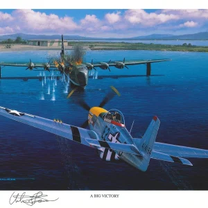 URBAN DREW SIGNED A BIG VICTORY PRINT STAN STOKES (D) WWII ACE
