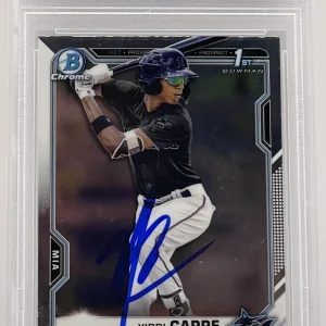 Yiddi Cappe Signed Auto 2021 Bowman Chrome 1st Rookie Card Marlins PSA/DNA Slab
