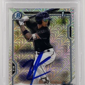 Yiddi Cappe Signed 2021 Bowman Chrome Mojo 1st Rookie Card Marlins PSA/DNA Slab
