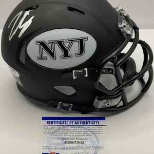 Zach Wilson Signed Autographed Custom Black New York Jets Mini Helmet PSA/DNA
