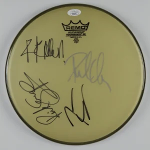 Def Leppard Fully Autograph Signed Drum Head JSA COA 10"
