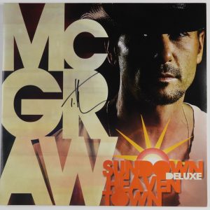 Tim McGraw JSA Signed Autograph Album Record LP Sundown Heaven Town
